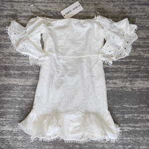 Saints and Secrets off the shoulder white dress.  Size small. Boutique dress.